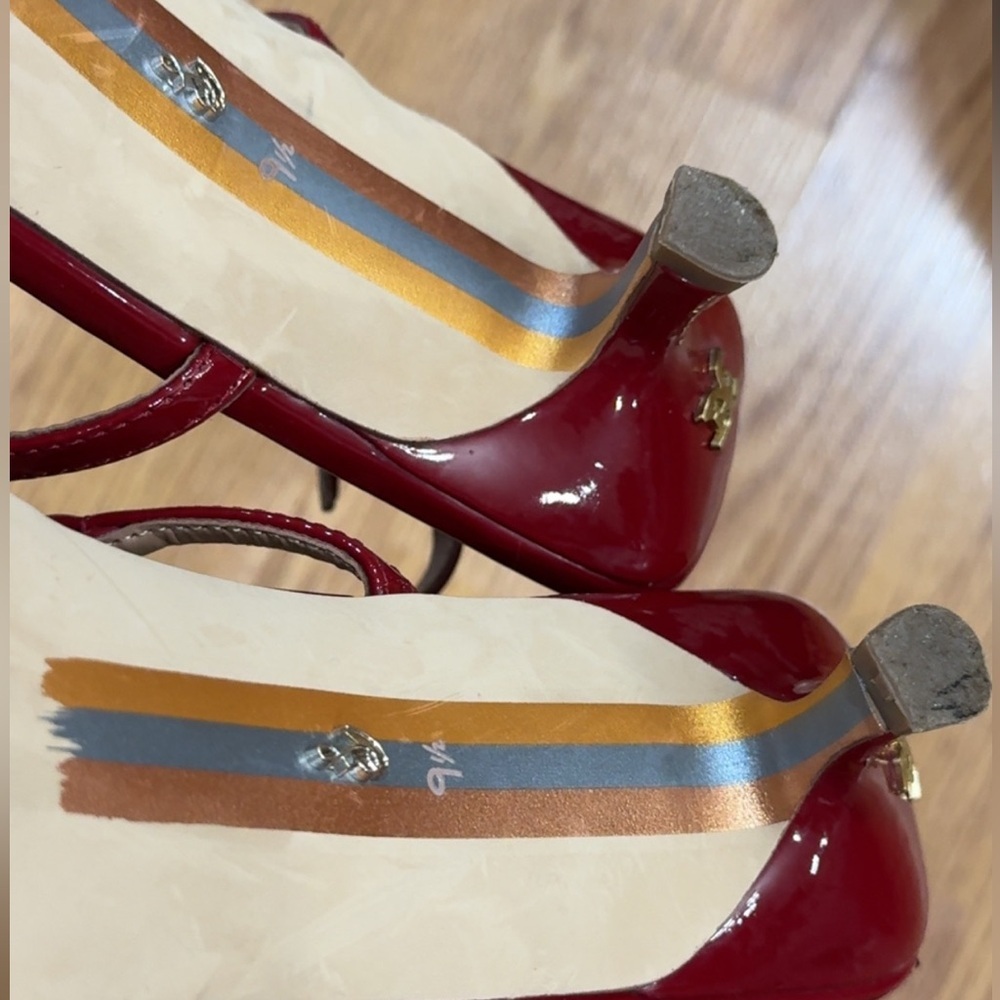 Sale 💃🏼 Sam Edelman Toni Slingback Kitten Heels Shoes Women’s Size 9.5 Red Color - Picture 7 of 17